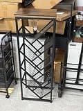 Cutogxon Industrial Tree Bookcase with Wooden Top, Black Metal Frame, Geometric Wire Shelving Unit