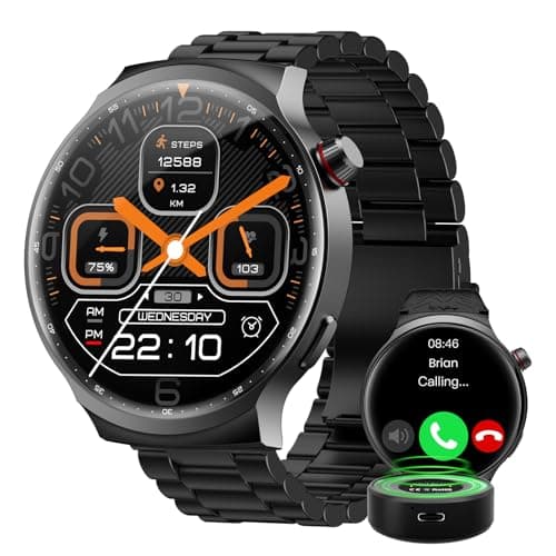AMAZTIM Smart Watch for Men, 1.85" Large Display, 100 Days Extra-Long Battery Life, Answer/Make Calls, 100+ Sports Modes, 24/7 Heart Rate & Sleep Monitor, Compatible Android & iOS (Black, Power Pro)