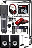 Studio Equipment Set 6-Piece Wizard Package with Monitor, Microphone, Sound Card, Headphones, MIDI Keyboard for Recording and Production