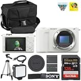 Sony Alpha ZV-E10 II Mirrorless Camera (Body Only) (White), 26MP APS-C Sensor, AI Autofocus, 4K Video & Flip Screen | for Vlogging & Content Creation + Spare Extra Battery + 64GB Card + Camera Case