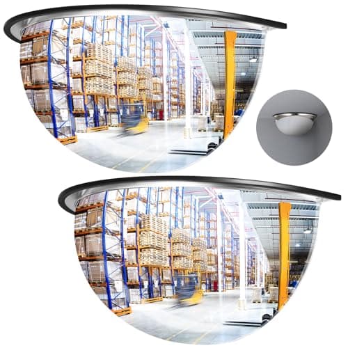 Kanayu 2 Pcs 18" Corner Mirror Blindspot for Wall Safety Security Acrylic Half Dome Convex Mirror Indoor for Ceiling Driveway Outdoor Hallway Warehouse Office Side View