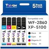 Torvon Remanufactured Ink Cartridge Compatible with WF-2860 Expression XP-5100 Printer(5 Pack, 2 Black, Cyan, Magenta, Yellow)