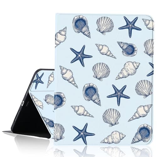 JOYLAND Blue Starfish Conch Tablet Case for iPad Air 11 Inch (M3 2025/M2 2024) iPad Air 5th/4th Generation 10.9 Inch 2022/2020,Anti-Scratch Shockproof Stand Protective Cover with Pencil Holder