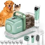 buenkee Dog Grooming Kit with Vacuum, 15000Pa Pet Hair Clipper and Shedding Brush, 50dB Low Noise, 2L Capacity, Green