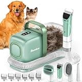buenkee Dog Grooming Kit with Vacuum, 15000Pa Pet Hair Clipper and Shedding Brush, 50dB Low Noise, 2L Capacity, Green