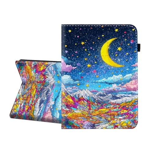 CICPLKSE Case for Samsung Galaxy Tab A 10.1 2019 Model SM-T510/T515/T517,Premium PU Leather Cover with Auto Sleep Wake,Cartoon Moon Stars