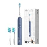 usmile P10S Sonic Electric Toothbrush – 3 Modes Deep Clean & Whitening, 180-Day Battery Life, Cushioned Gum-Care Brush Head for Sensitive Teeth, Smart Timer, 2 Brush Heads (Blue)