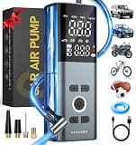 Tire Inflator Portable Air Compressor, 150PSI Air Pump For Car Tires with Accurate Tire Pressure Gauge, Cordless Air Compressor for Car, Motorcycle, Bike, Balls and More, Smart Autostop
