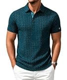 ZITY Mens Golf Shirts Short Sleeve Print Patterns Performance Moisture Wicking Polo Shirt