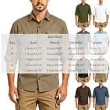 LBOVBE Mens Lightweight Utility Shirt Roll-Tab Sleeve Button Down Quick Dry Shirts Outdoor Hiking Workwear with Pockets Army Green