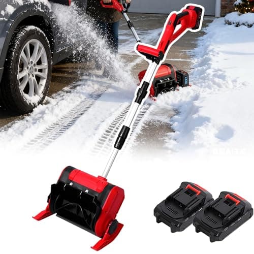 Cordless Snow Pusher – Snow Blower Battery Powered,Clears 12” Wide & 6.6” Deep Electric Shovel for Seniors and Home Use