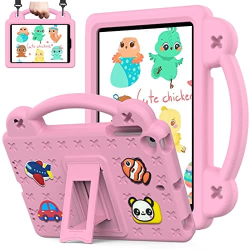 QYiiD Kids Case for TCL Tab 8 LE Tablet 2023 Released, Full Body Protective Light Weight EVA, Folding Handle Stand Shoulder Strap for TCL Tab 8 LE (Model: 9137W)/ TCL Tab 8 WiFi (Model: 9132X), Pink