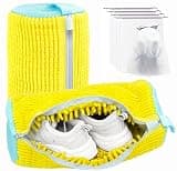 Shoe Washing Machine Bag,Laundry Shoe Bag for Washer and Dryer,Reusable Shoe Cleaning Bag for Sneakers,Tennis Shoes,With Self-locking Zipper, Microfiber Inside,Include Shoe Bag (Pro Yellow - 2 Pack)