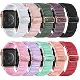 Maledan 10 Pack Stretchy Braided Compatible with Apple Watch Band Women Men 38mm 40mm 41mm 42mm 44mm 45mm 46mm 49mm, Soft Nylon Solo Loop Elastic Strap for iWatch Series 11 10 9 8 7 6 5 4 3 2 SE Ultra
