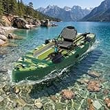 Danrelax Inflatable Kayak with Pedal System, 12ft PVC Premium Fishing Kayak, with Rudder System, Aluminum Seat, Motor Mounting Board, and Accessories Included, Camouflage & Green (HIN Included)