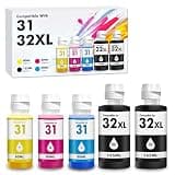 32XL 31 7602 Ink Bottle Set Compatible for HP Smart Tank Ink Refill for 7602 5102 6001 7301 5000 5100 7001 6000 7300 5103 5102 Smart Tank Plus 651 551 Printer (5 Pack,2 Black Cyan Magenta Yellow)