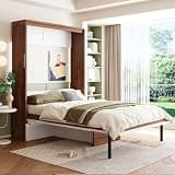 Merax Full Size Murphy Bed with Desk, Space Saving Fold Down Wall Bed