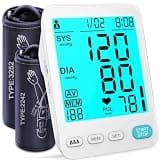 Blood Pressure Monitor for Home Use 2 Cuff M/L/XL Automatic Upper Arm BP Machine Adjustable Size Cuffs Large LCD digital Display 3X199 Memory Fit Adult all Body Types White