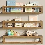 TidyCorner Upgraded Thick Floating Shelves, Solid Wood Bookshelf for Wall, Floating Book Shelves Use as Wall Shelves for Bedroom, Living Room, Kitchen, Books, Spice Rack & Decor – Walnut Brown