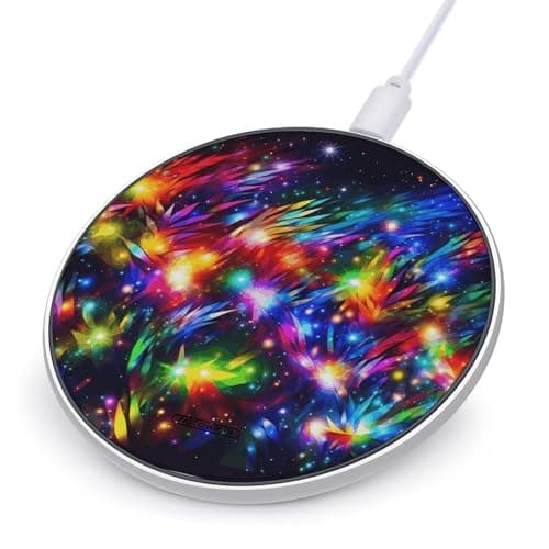 Bright Beautiful Colorful Art Wireless Charger with USB Cable,Aluminum Alloy Frame 10W Max Compatible Fast Wireless Charging Pad- 3.2ft Cable Included for Travel Home Office Desk