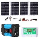 100W Solar Panel Kit with 4000W/6000W DC 12V to AC 220V/110V Inverter and 50A Controller, Complete Solar System for Home and Outdoor Power Generation