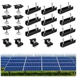 TIMCORR 10Pcs Aluminum Solar Panel Mounting Brackets Kit with 4.72" Rails & Clamps, Fits 1.18-1.38" Panels, RV Solar Panel Mount for Metal/Tin Roofs, Boats, Sheds, Black