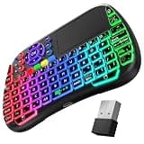 Fosmon Mini Keyboard with Touchpad Mouse, 2.4G & 5.2 Dual-Mode Multimedia Hotkeys, Small Wireless Bluetooth Handheld Keyboard with RGB Backlit for Android TV Box, Smart TV, Raspberry Pi, PC, Phone