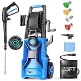Electric Pressure Washer,5000 PSI 3.6GPM Adjustable Pressure,Power Washer Electric Powered with Foam Cannon,4 Nozzle,33FT Hose and Soap Bottle for Home/Cars/Fences (Blue)