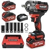 SundpeyPRO Cordless Impact Wrench 750Ft-lbs - 1000N·m Power Impact Gun 1/2 Inch - 21V 2600RPM Brushless Electric Impact Wrench with 4.0Ah Battery & Socket & Fast Charger & Sturdy Case for Car Home DIY