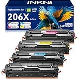 InkNI 206X Toner Cartridges 4 Pack High Yield Compatible Replacement for HP Color LaserJet MFP M282nw M283fdw M283cdw Pro M255dw Printer|206A 206 206X Toner Set BK/C/M/Y|W2110X W2110A