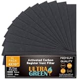 4 x 10 Inch Air Vent Filters, Activated Carbon Charcoal Filter for Floor Registers, ULTRA GREEN 12-Pack (Black) for Home HVAC, AC, Furnace – Easy-to-Cut Pre-Filter