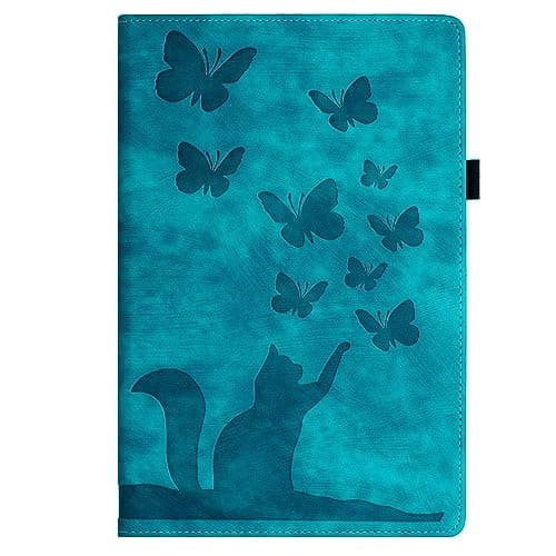 for Samsung Galaxy Tab S8/Tab S7 11 Inch (Model SM-X700/X706/T870/T875/T878) Embossed Folding Stand Protective Cover Flip Case Shockproof PU Leather Card Slot Tablet Shell(Blue)
