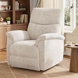 Garvee Swivel Rocker Recliner Chair, Nursery Rocker Recline Chair, Manual Chenille Reclining Armchair with 38.6" w Seat, 350 Lb Capacity, Oversized Single Sofa for Living Room Bedroom,Beige