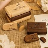 Engraved Wooden Dual USB C&A Flash Drive with Box: Personalized Wedding Photographer Gift (Dark Wood, 4, GB)