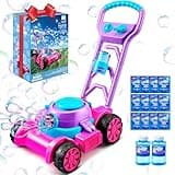 SLOOSH Bubble Lawn Mower Toddler Toys - Spill-Proof Bubble Machine Pretend Gardening Toy for Age 1 2 3 1-3 Year Old Toddler Indoor Outdoor Use, Baby Girl Push Toys Easter Birthday Gift (Pink)