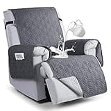 VANSOFY 100% Waterproof Recliner Chair Covers, Recliner Cover Non-Slip Dog Chair Cover Furniture Protector Washable Slipcover with Pocket, Elastic Straps for Pets, Dogs(Dark Gray, 23.6")