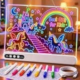 Led Drawing Board with 14 Light Effects,16" Rechargeable Glow Doodle Led Note Board with Colorful Markers,Neon Art Dry Erase Doodle Glow Drawing Tablet,Chritmas Birthday Festival Gifts for Kid (White)