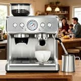 Takywep 20 Bar Espresso Machine with Built-in Grinder, Coffee Maker with Steam Wand