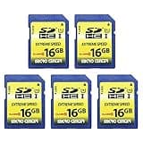 INLAND 16GB Class 10 SDHC/SDXC U1 Flash Memory Card (5 Pack) for Trail & Hunting Cameras, 60MB/s Read, 10MB/s Write, 3-Year Warranty