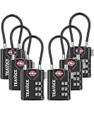 • TRAVOCE TSA Approved Luggage Locks - Heavy Duty 3 Digit Combination Cable Lock, Search Alert for Suitcases, Backpacks, Golf Bags, Tents, Violin and Camera Cases, 6 Pack, Black