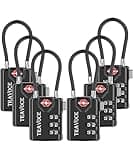 • TRAVOCE TSA Approved Luggage Locks - Heavy Duty 3 Digit Combination Cable Lock, Search Alert for Suitcases, Backpacks, Golf Bags, Tents, Violin and Camera Cases, 6 Pack, Black
