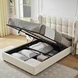 Klwenas Maec White Queen Size Bed Frame with Lift Up Hydraulic Storage