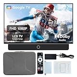 27 inch Portable TV FHD 1080P Android14 OS with Google TV,9000mAh Battery,Dolby Audio,100%sRGB,Google Assistant,Leather Handle,Streaming Android TV with Carry Case for Outdoor Travel Camping,White