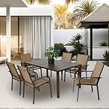 7 Pieces Patio Dining Set with Rectangular Table and 6 Stackable Chairs