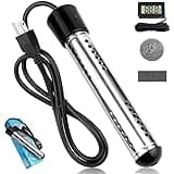 2000W Immersion Water Heater, Portable Water Heater Electric with 304 S S Guard & Digital LCD Thermometer,Submersible Water Heater Heats 5 Gallons in Minutes for Camping Small Pool Home Bathtub Basin