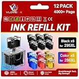 VLOVEINK PG-295XL CL-286XL Ink Refill Kit for Canon PG-295 CL-286 PG-295XL CL-286XL Ink Cartridges Compatible for 295XL 286XL Compatible with TS4320 TS6520 TR7120 Printer Ink (12-Pack, 6BK/2C/2M/2Y)
