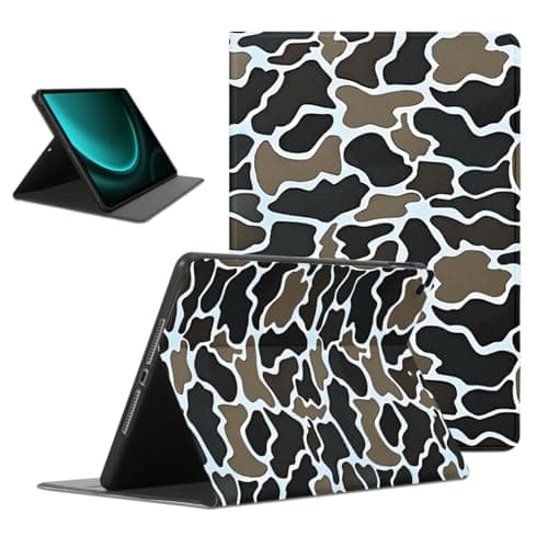 Yomjew Cool Black Brown Camo Tablet Case for Samsung Galaxy Tab A9+/A9 Plus 11" SM-X210/X215/X216, Retro Trendy Camouflage Design Cover for Girl Women,Trendy Protective Cases Flip PU Leather Funda