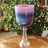 Crystal Soul Holy Chalice Crystal Singing Bowl, 7 Inch, 432Hz A Note, Purple Aurora Gradient, for Meditation, Yoga, Sound Healing