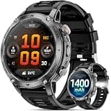 Military Smart Watches for Men, 2026 Fitness Smartwatch with 1400mAh, Answer/Make Calls, Heart Rate, SpO2 Monitor, Sleep Tracker, 100+Sports Mode, IP68 Waterproof Smartwatch for Android iPhone