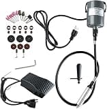 1/4"HP Rotary Tool Flex Shaft Carver Electric Hanging Grinding Machine, Foot Pedal Control, 110V 380W Power, Multi-function Tools for Carving, Buffing (380W)